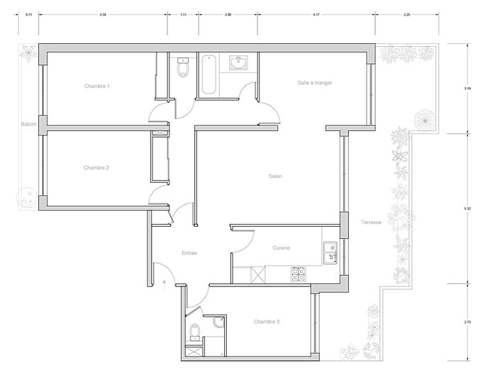 Plan existant appartement Paris