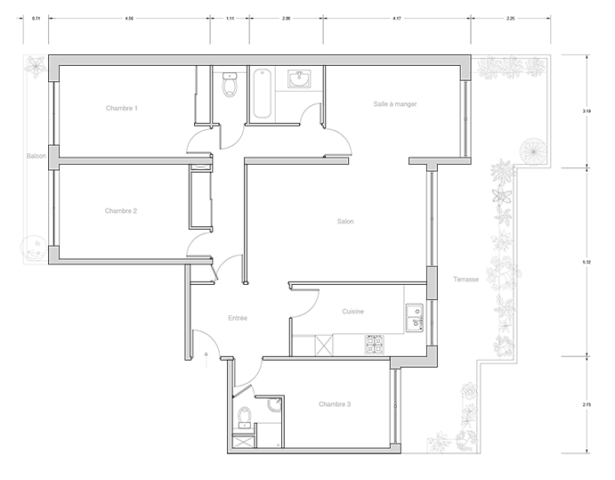 Plan existant appartement Paris