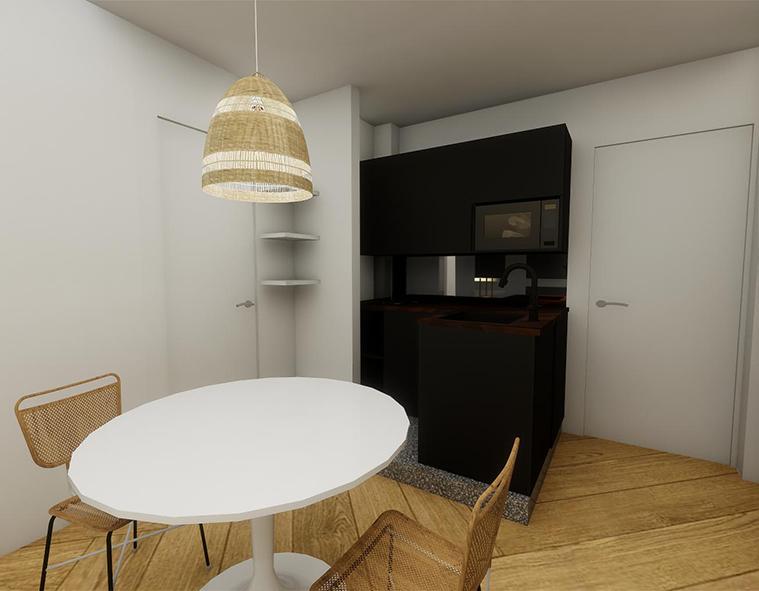 Vue cuisine studio Saint Martin 3D