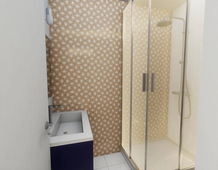 Vue salle de bain studio Saint Martin 3D
